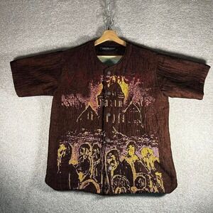 Men's Valabasas tapestry all over print short sleeve button up streetwear shirt
